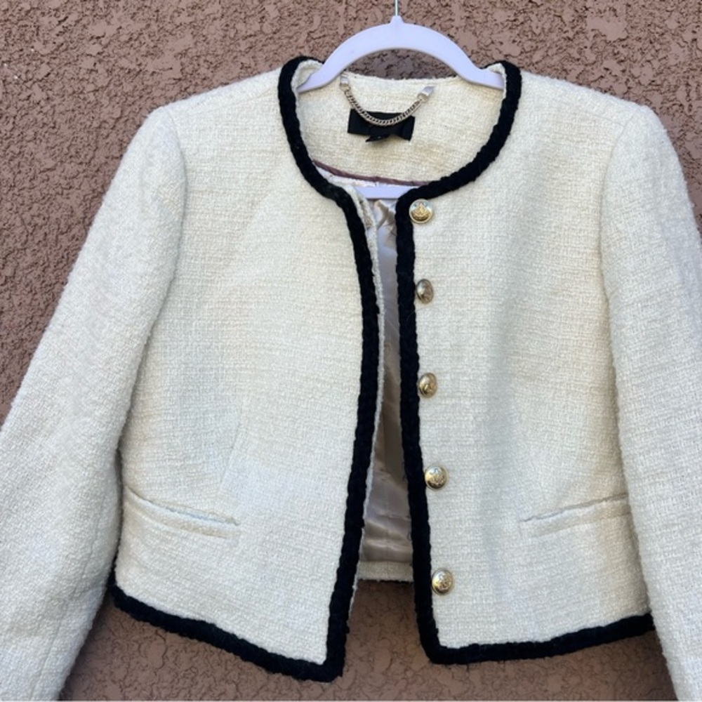 J. Crew Cream and Black Louisa Lady Jacket - Picture 2 of 15